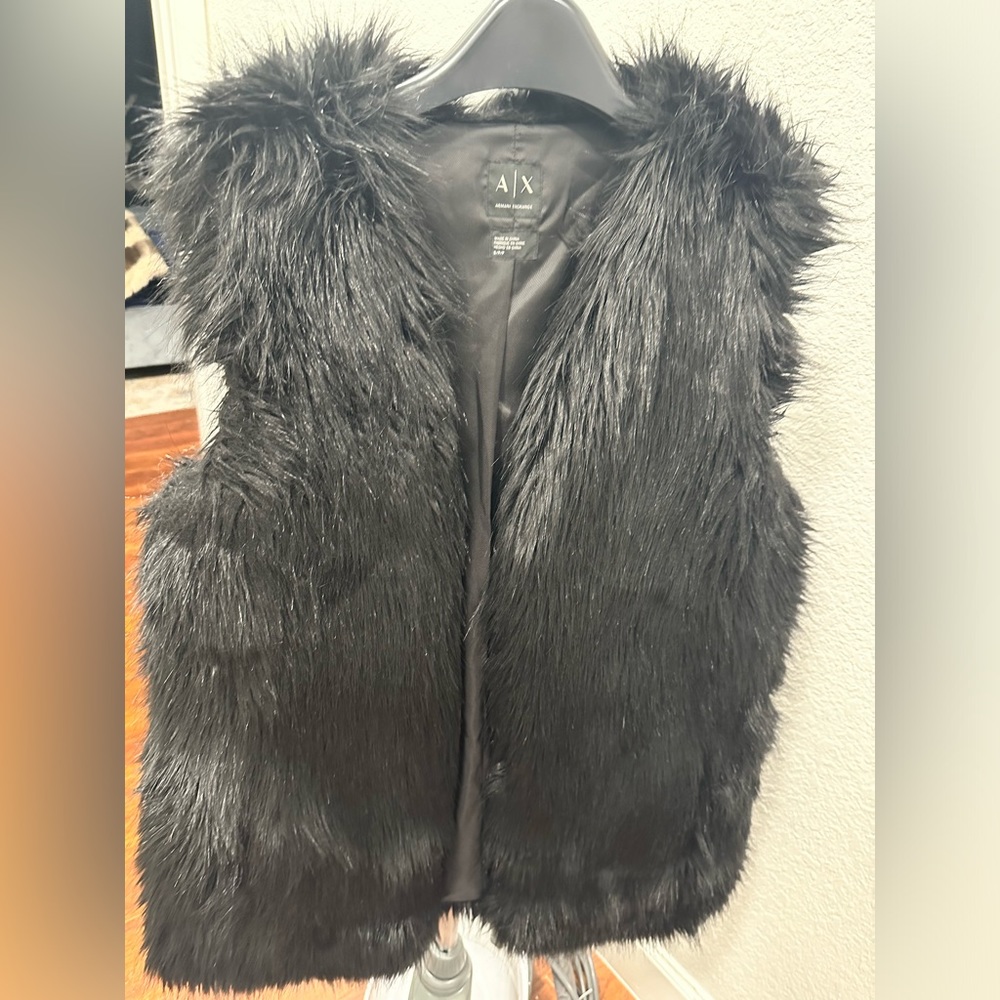 Black Faux FurVest (MEDIUM) from Armani Exchange